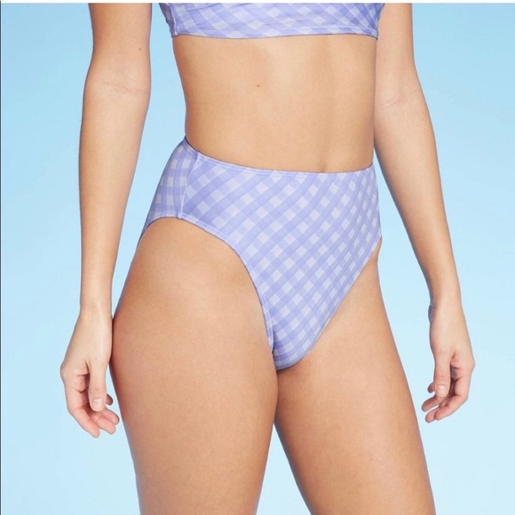 Purple Gingham High-Waisted Bikini Set - Picture 2 of 9